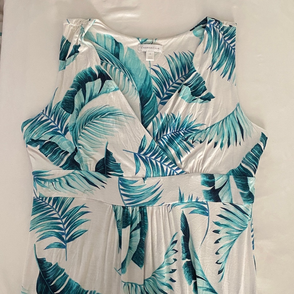 Charter Club Sleeveless Maxi dress with Tropical Palm Print - Picture 4 of 12